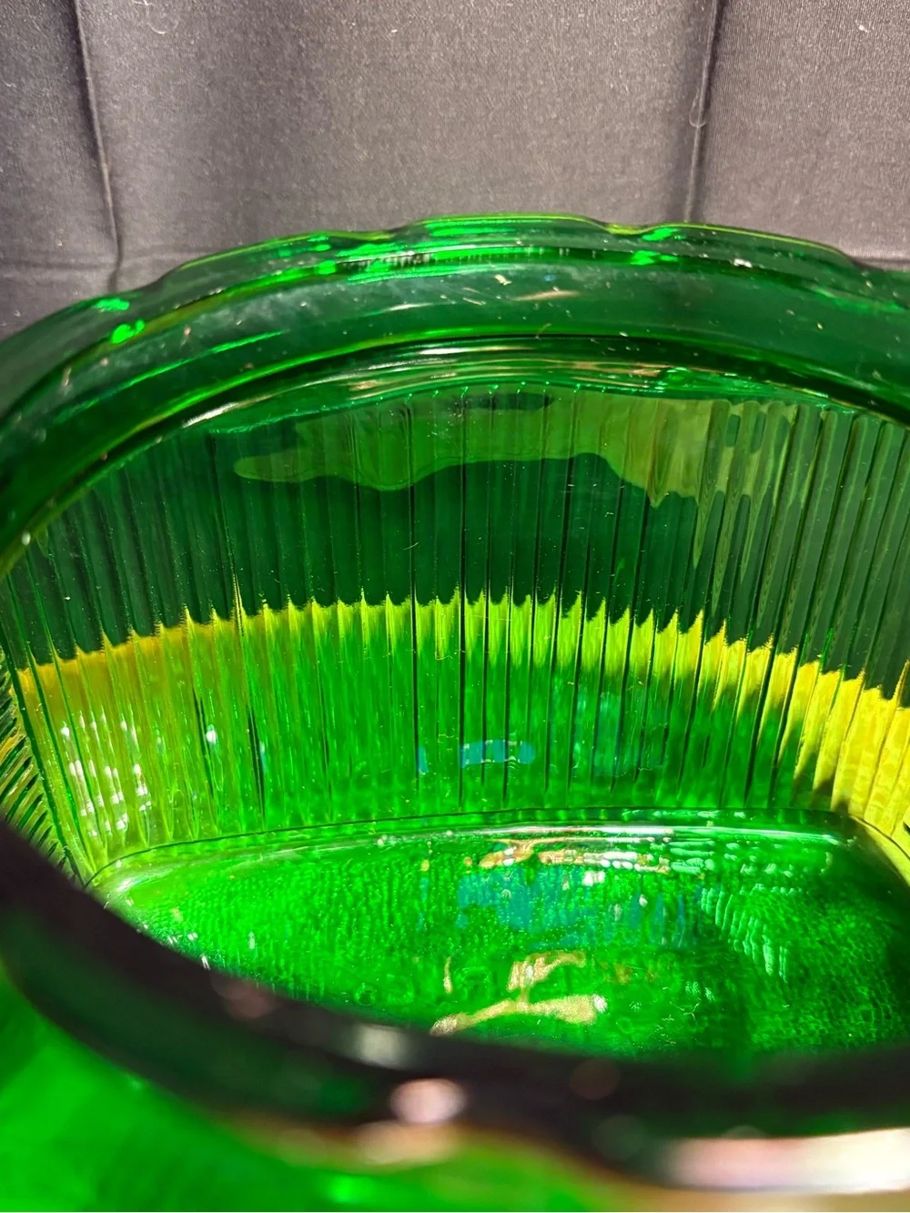 Vintage Green Ribbed Hoosier Glass Spice Canister Jar ALR Co R-17